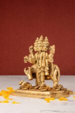 Superfine Standing Brass Dattatreya Idol – With 6 Arms – the Divine Unity – 4′ 7″ Inch - Image 2