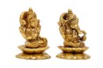 Brass Superfine Ganesh Laxmi Idol on Lotus – 3.25 Inch - Image 4