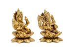 Brass Superfine Ganesh Laxmi Idol on Lotus Flower – 3.5 Inch - Image 3