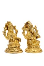 Brass Ganesh Laxmi Idol – 4.25 Inch - Image 4