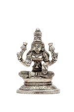 Brass Silver Coated Ganesh Laxmi Saraswati Idols – Detailed Carving – 3.15 Inch - Image 19