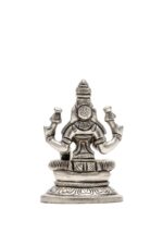 Brass Silver Coated Ganesh Laxmi Saraswati Idols – Detailed Carving – 3.15 Inch - Image 15