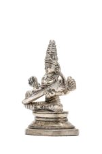 Brass Silver Coated Ganesh Laxmi Saraswati Idols – Detailed Carving – 3.15 Inch - Image 26