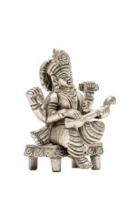 Brass Silver Coated Ganesh Laxmi Saraswati Idols – On Chowki – 3.15 Inch - Image 25