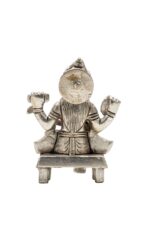 Brass Silver Coated Ganesh Laxmi Saraswati Idols – On Chowki – 3.15 Inch - Image 24
