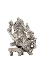 Brass Silver Coated Ganesh Laxmi Saraswati Idols – On Chowki – 3.15 Inch - Image 21