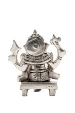 Brass Silver Coated Ganesh Laxmi Saraswati Idols – On Chowki – 3.15 Inch - Image 20