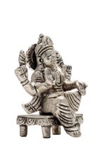 Brass Silver Coated Ganesh Laxmi Saraswati Idols – On Chowki – 3.15 Inch - Image 17