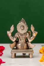 Brass Silver Coated Ganesh Laxmi Saraswati Idols – On Chowki – 3.15 Inch - Image 10