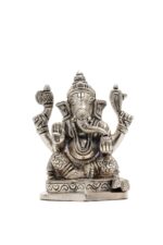 Brass Silver Coated Ganesh Laxmi Saraswati Idols – Detailed Carving – 3.5 Inch - Image 20