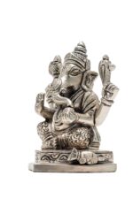 Brass Silver Coated Ganesh Laxmi Saraswati Idols – Detailed Carving – 3.5 Inch - Image 19