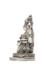 Brass Silver Coated Ganesh Laxmi Saraswati Idols – Detailed Carving – 3.5 Inch - Image 14