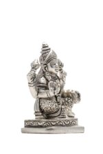 Brass Silver Coated Ganesh Laxmi Saraswati Idols – Detailed Carving – 3.5 Inch - Image 13