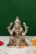 Brass Silver Coated Ganesh Laxmi Saraswati Idols – Detailed Carving – 3.5 Inch - Image 8
