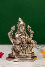 Brass Silver Coated Ganesh Laxmi Saraswati Idols – Detailed Carving – 3.5 Inch - Image 6