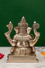 Brass Silver Coated Ganesh Laxmi Saraswati Idols – Detailed Carving – 3.5 Inch - Image 33