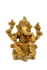 Superfine Brass Ganesha Idol Seated on Chowki – 2.5 Inch - Image 5