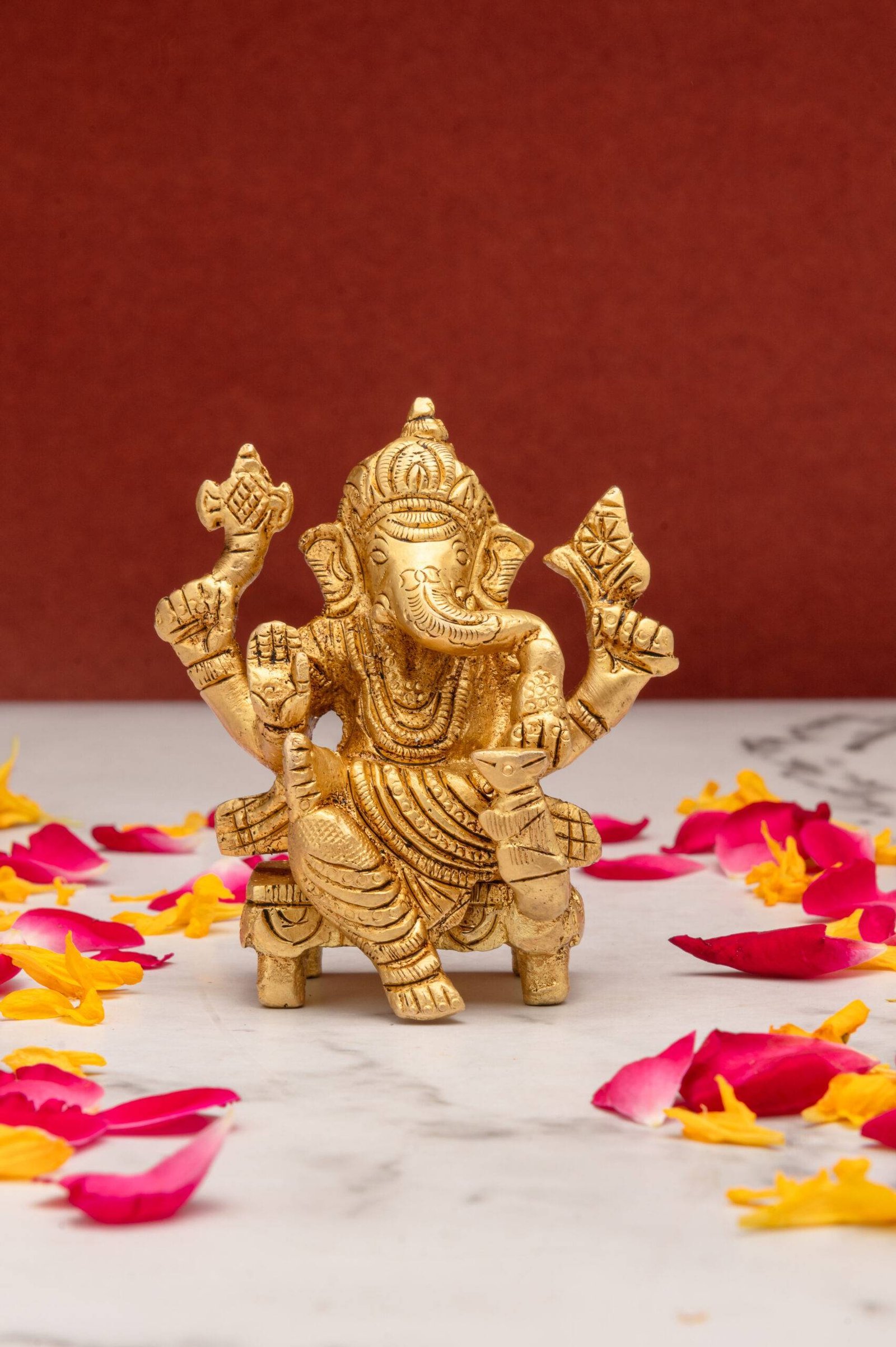 Brass-Ganesha-96-6-scaled-1.jpg Superfine Brass Ganesha Idol Seated on Chowki – 2.5 Inch - Image 1