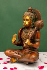 Superfine Sitting Brass Hanuman Idol – Ashirwad Mudra – 9.5 Inch - Image 9