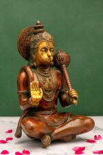 Superfine Sitting Brass Hanuman Idol – Ashirwad Mudra – 9.5 Inch - Image 8