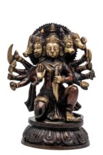 Superfine Panchmukhi Brass Hanuman Idol – Kneeling – 10 Arms – 10 Inch - Image 3
