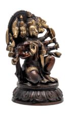 Superfine Panchmukhi Brass Hanuman Idol – Kneeling – 10 Arms – 10 Inch - Image 2