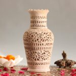 Hand Carved Soap Stone Vase 8 Inch