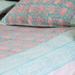 Peony Rose Hand Block Print Double Bed King Size Cotton Bed Sheet - Image 14