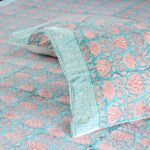 Peony Rose Hand Block Print Double Bed King Size Cotton Bed Sheet - Image 15