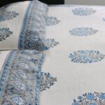 Gulmohar Blue Hand Block Print Double Bed King Size Cotton Bed Sheet - Image 18