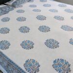 Gulmohar Blue Hand Block Print Double Bed King Size Cotton Bed Sheet - Image 10