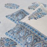 Gulmohar Blue Hand Block Print Double Bed King Size Cotton Bed Sheet - Image 3