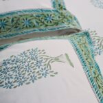 Tree Life Green Hand Block Print Double Bed King Size Cotton Bed Sheet - Image 8
