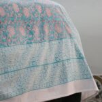 Sweet Lotus Turquoise Hand Block Print Double Bed King Size Cotton Bed Sheet - Image 4