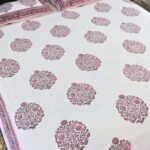 Gulbaag Pink Hand Block Print Double Bed King Size Cotton Bed Sheet - Image 2