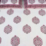 Gulbaag Pink Hand Block Print Double Bed King Size Cotton Bed Sheet - Image 3