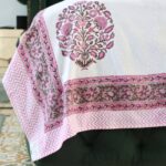 Gulbaag Pink Hand Block Print Double Bed King Size Cotton Bed Sheet - Image 4