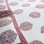 Gulbaag Pink Hand Block Print Double Bed King Size Cotton Bed Sheet - Image 7