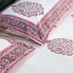 Gulbaag Pink Hand Block Print Double Bed King Size Cotton Bed Sheet - Image 8
