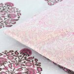 Gulbaag Pink Hand Block Print Double Bed King Size Cotton Bed Sheet - Image 10