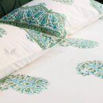 Paisley Mint Hand Block Print Double Bed King Size Cotton Bed Sheet - Image 12