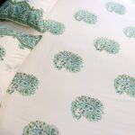 Paisley Mint Hand Block Print Double Bed King Size Cotton Bed Sheet - Image 14