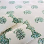 Paisley Mint Hand Block Print Double Bed King Size Cotton Bed Sheet - Image 2