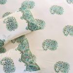 Paisley Mint Hand Block Print Double Bed King Size Cotton Bed Sheet - Image 3