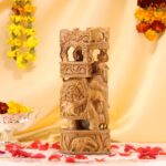 Hand-Carved Wooden Elephant – Intricate Hunting Scene Decor - Image 4