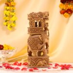 Hand-Carved Wooden Elephant – Intricate Hunting Scene Decor - Image 3
