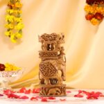 Hand-Carved Wooden Elephant – Intricate Hunting Scene Decor - Image 2