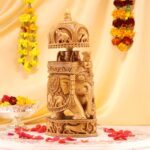 Hand-Carved Wooden Elephant – Intricate Hunting Scene Decor - Image 3