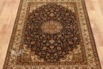 Kashan Design Silk Rug/carpet from Kashmir – Black (4×6 ft) - Image 3