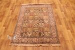 Exquisite Qum Design Silk Rug (4×6 ft) Shades of Pink & Beige, Handcrafted in Kashmir - Image 4